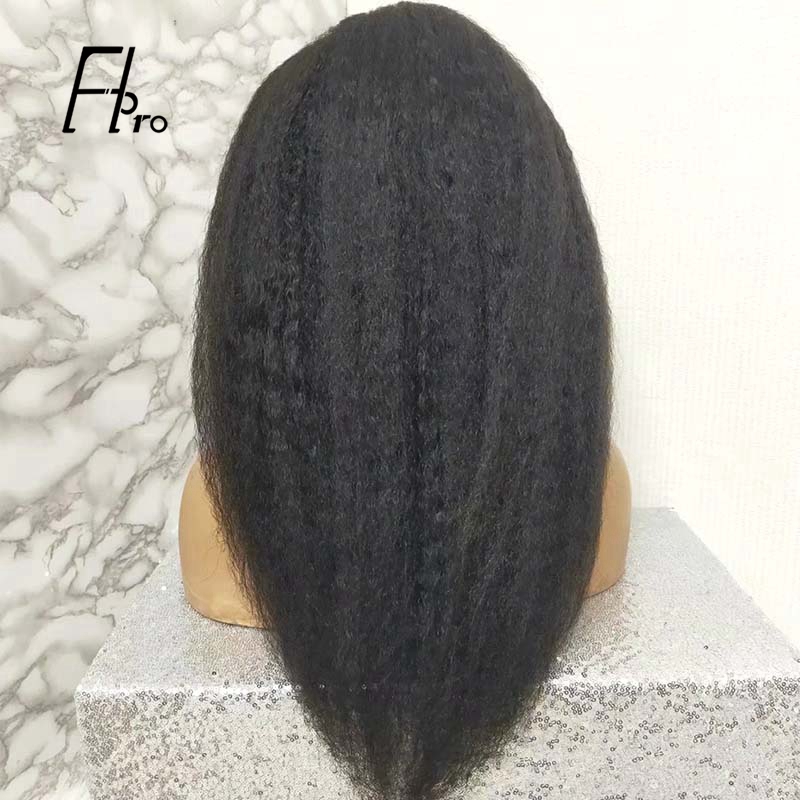 Full Lace Wig Kinky Straight Natural Black Virgin Hair 180% Density